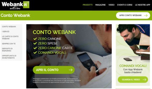 esempio schermata sito ufficiale webank