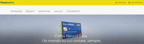 schermata sito poste italiane su conto bancoposta