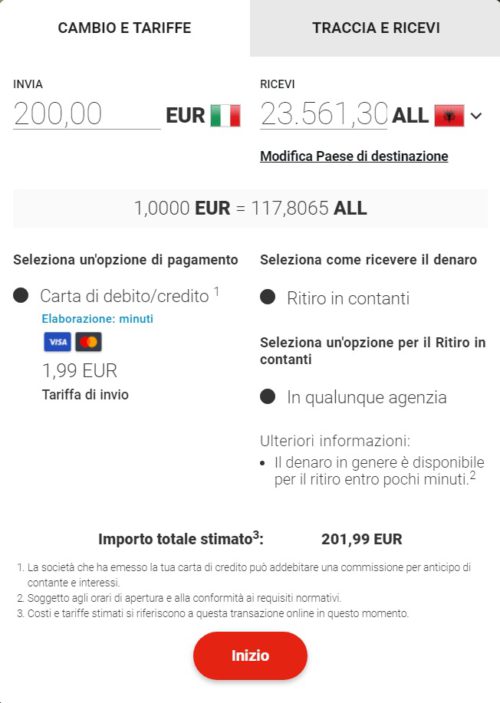 moneygram inviare soldi in albania