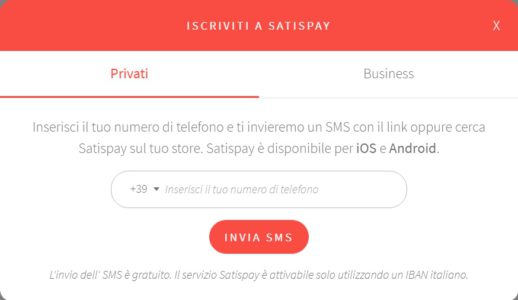 iscrizione satispay privati