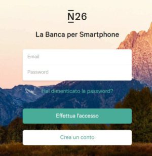 schermata di accesso a n26 web