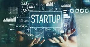 ologramma con scritta startup