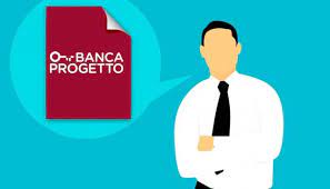 disegno di uomo di affari vicino logo banca progetto