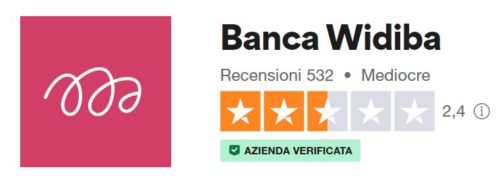 schermata di trustpilot su widiba